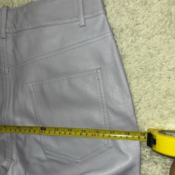 Zara High Waisted Lilac Faux Leather Trousers M Raw Hem 30x30 Hipster Skate‎ Emo - Picture 10 of 16
